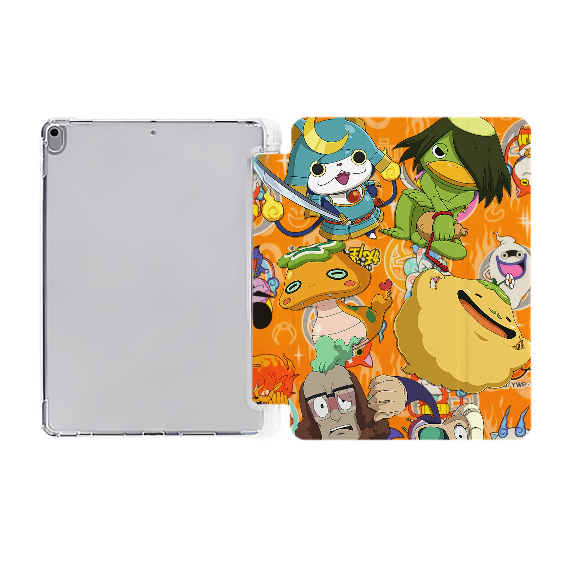 （画像用） 妖怪ウォッチ Yo-kai Watch IPad ケース ペン収納付き 三つ折りスタンド PUレザー×シリコン 対応機種9.5/10.5/10.9インチ